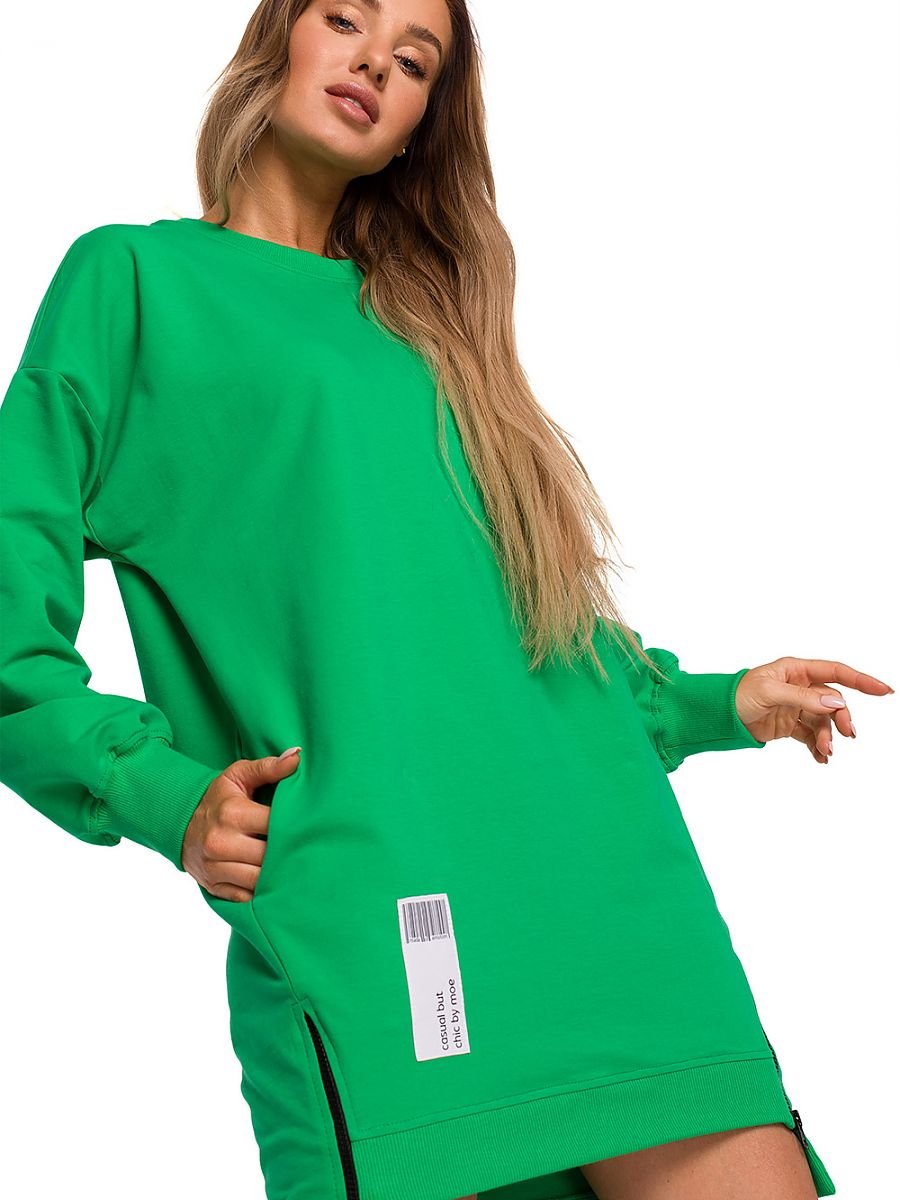 Ruilhandel hel Luchtvaart Moe - groene sweater jurk met ronde hals - StyleBoxes -